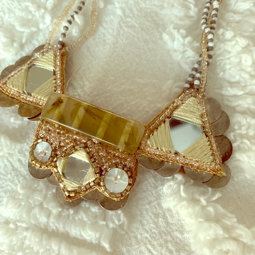 Anthropologie beaded mirror necklace